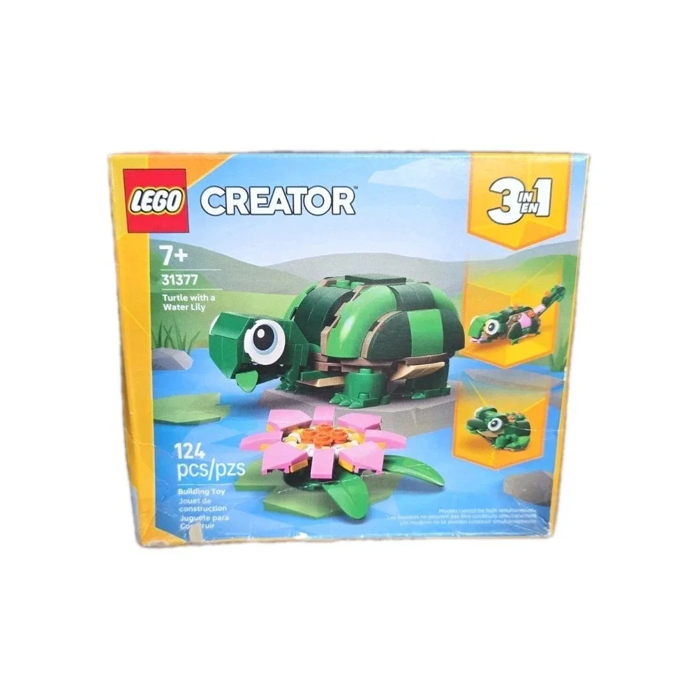 New LEGO Creator 3 in 1 Turtle Water Lily Flower Building Set 31377 Damaged Open